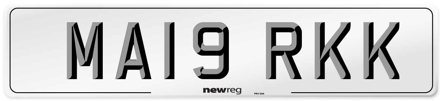 MA19 RKK Number Plate from New Reg